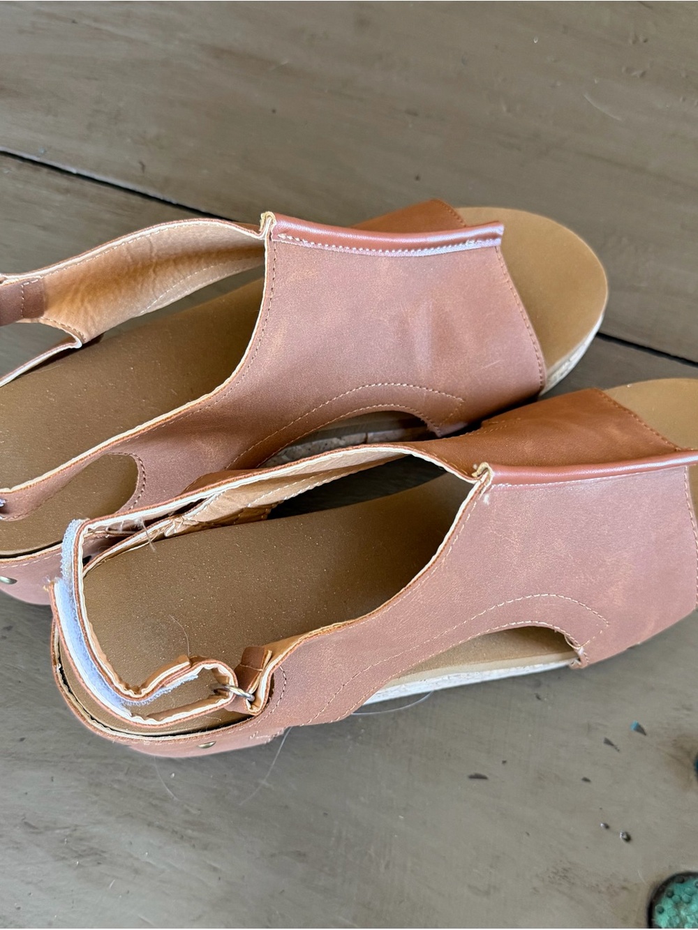 Women’s Tan Cork Wedge Slingback Sandals - Picture 4 of 7